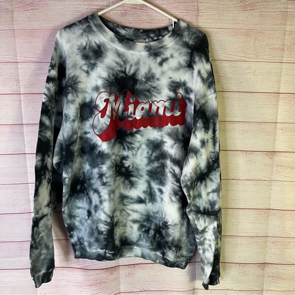 Chicka-D MIAMI Corded Tie Dye Crew Sweatshirt Size Small